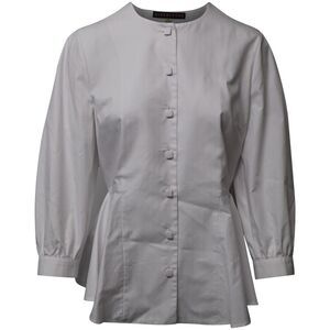 Alexa Chung Herringbone Peplum Top in White Cotton